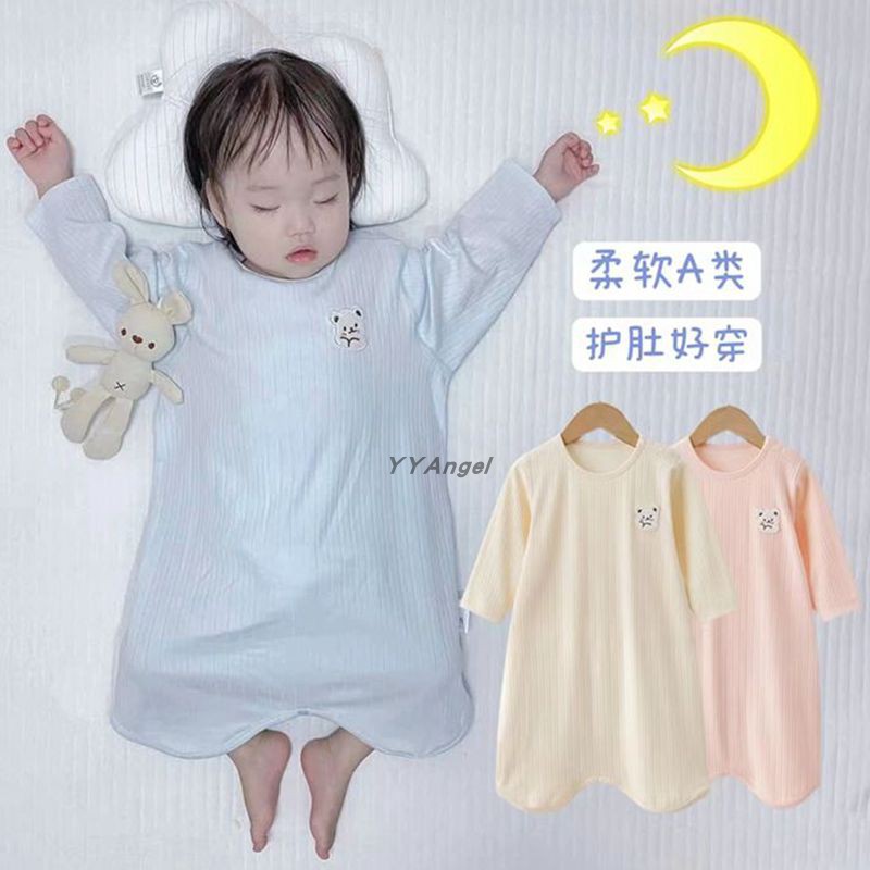 婴儿睡衣春秋薄款睡袋空调房新生宝宝防踢被夏季睡袍长袖护肚睡裙