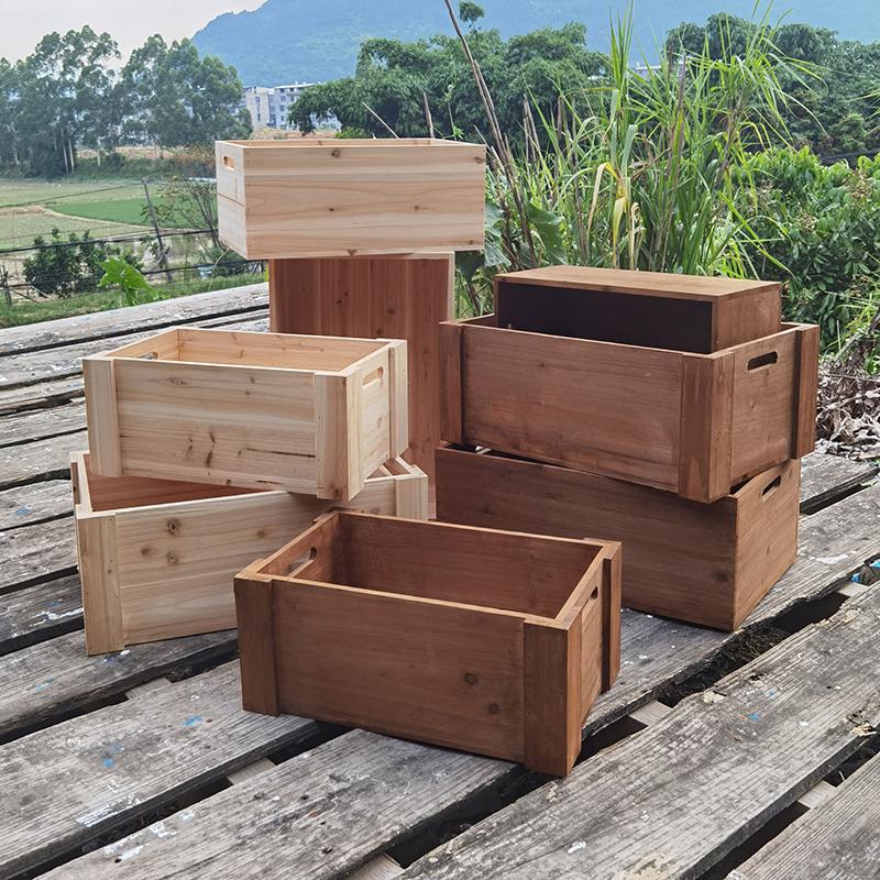 定制长方形木箱木盒子复古装饰超市木筐收纳储物实木箱子大号无盖