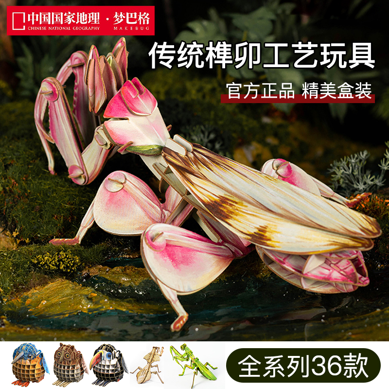 中国国家地理梦巴格拼插纸模博物文创拼插图动物昆虫3D立体纸玩具