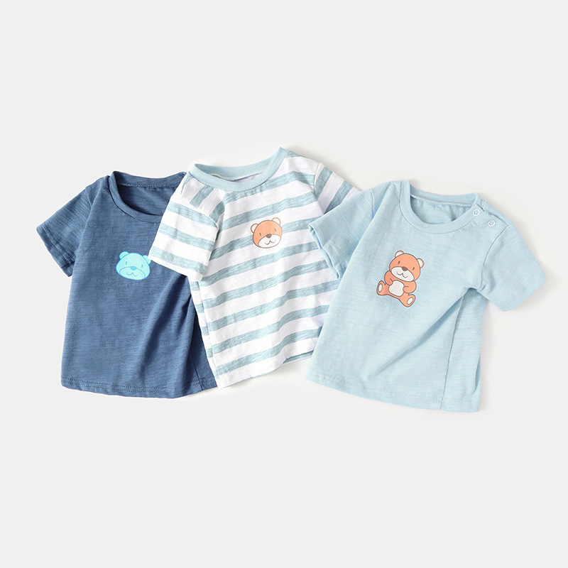 婴儿衣服竹节棉男童短袖T恤夏儿童宝宝女12小童1岁2半袖上衣