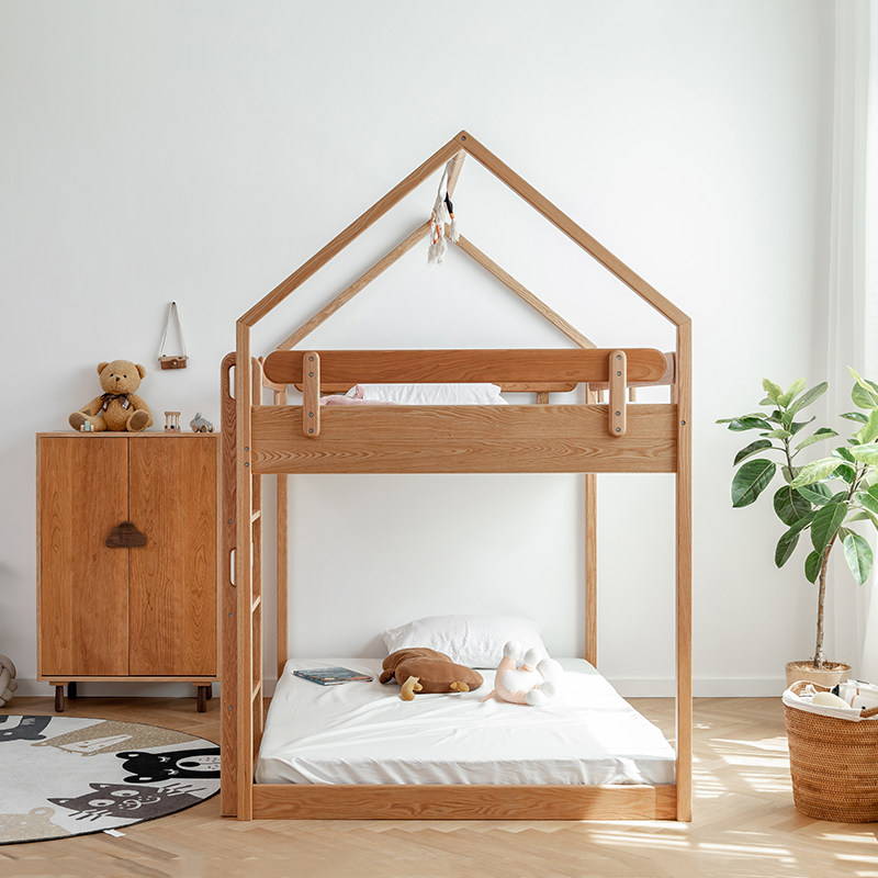 北欧全实木儿童床高低床子母床现代简约上下床两层床橡木上下铺