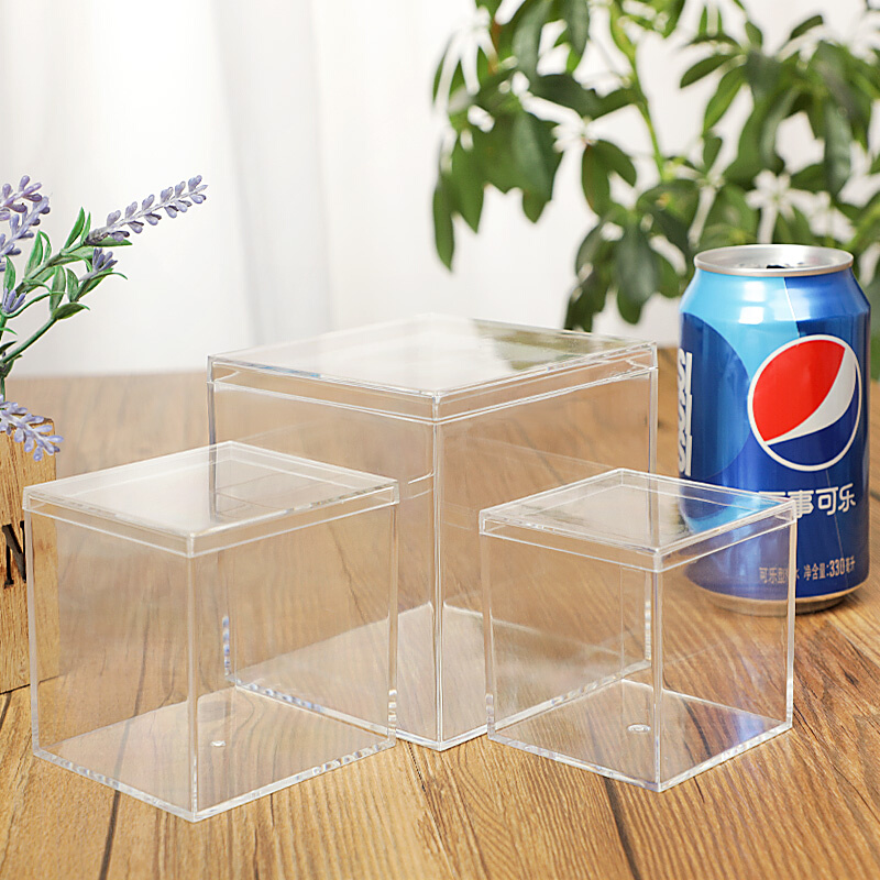 食品级透明塑料收纳盒正方形糖果盒零食盒翻盖首饰盒带盖饰品盒子