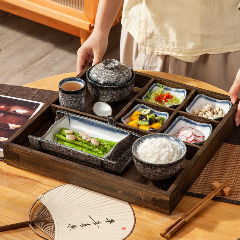 日式民宿陶瓷餐具餐厅饭店分格餐盘月子会所一人份分餐制餐具套装