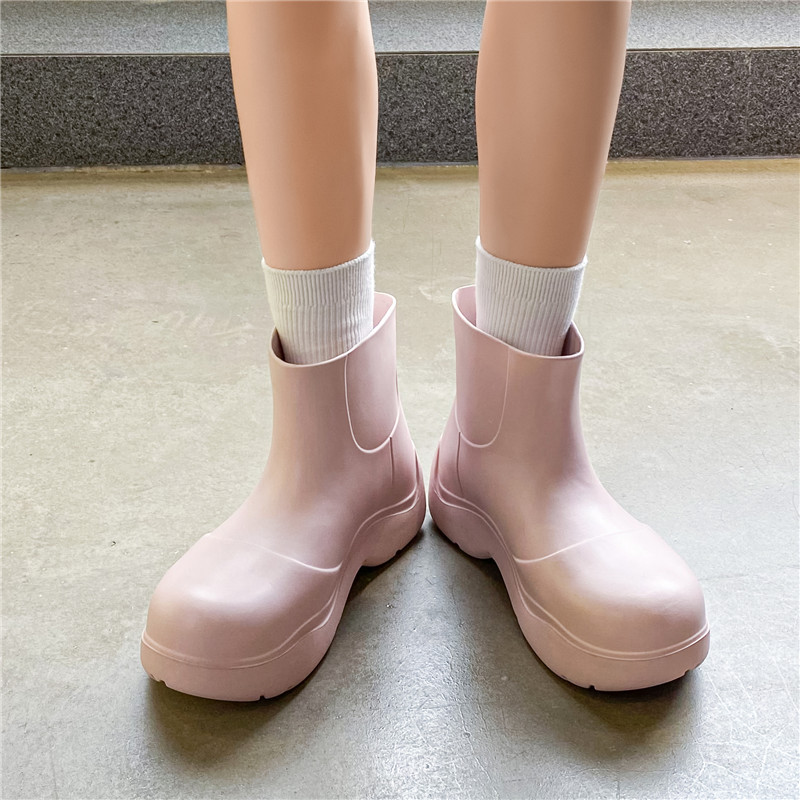 成人雨鞋女2023新款水鞋厚底防滑胶鞋短筒女款防水雨靴保暖棉鞋女