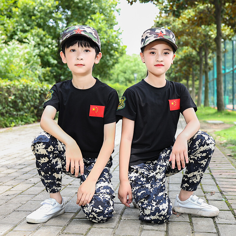 高货迷彩服套装儿童红军演出服夏季中小学生军训套装少儿训练演出