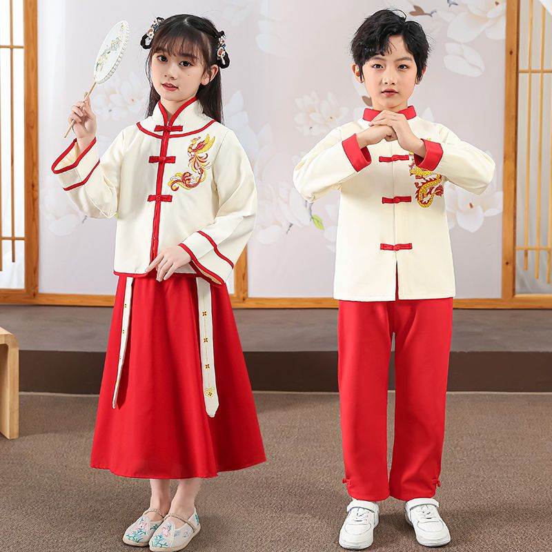 儿童古装汉服民国风演出服少年中国说表演服幼儿园大合唱毕业班服