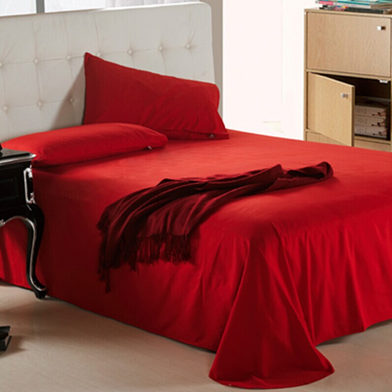 朗绮国际裸睡经典纯色床单单件大红灰色学生宿舍单人双人床个性