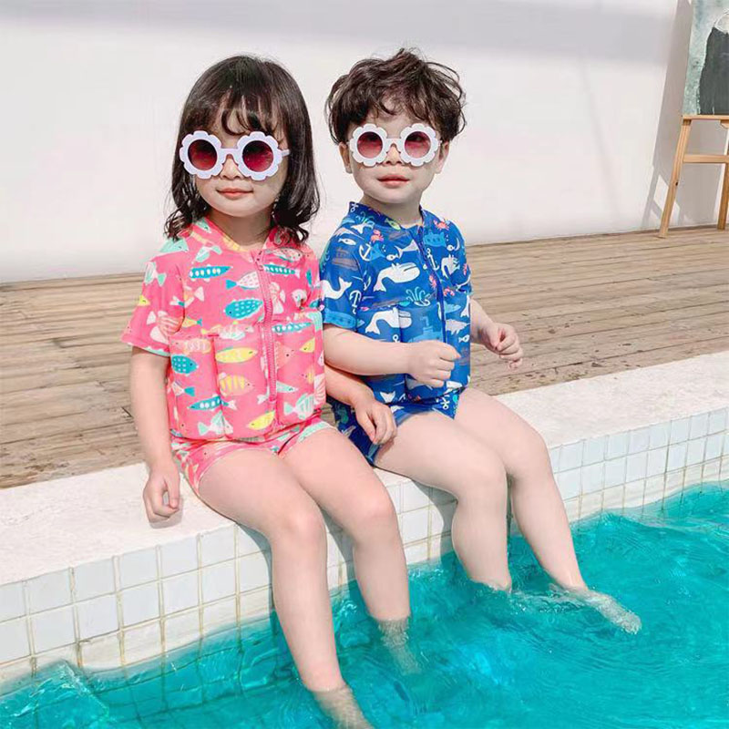 新款儿童浮力泳衣女童婴幼儿宝宝泳装连体漂浮背心男孩学游泳装备