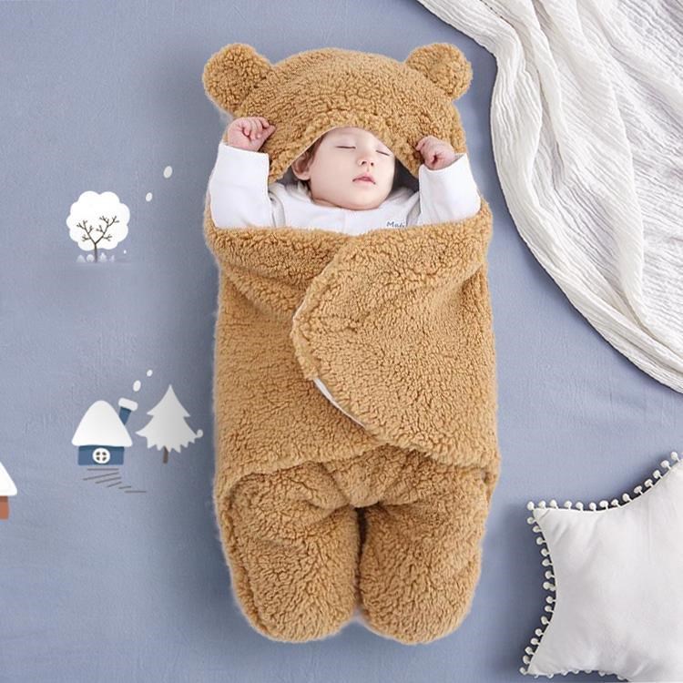 婴儿抱被新生儿初生幼儿外出包被秋冬加厚睡袋宝宝防惊跳襁褓睡衣