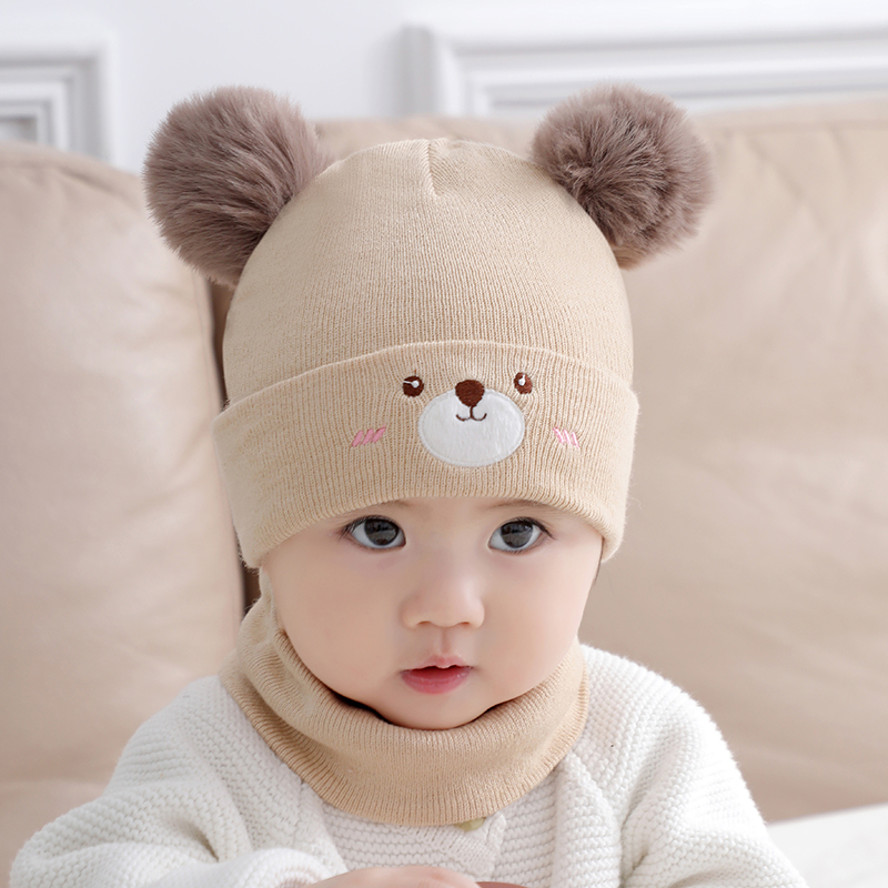 婴儿帽子秋冬季新生婴幼儿男宝宝保暖针织帽冬天女儿童护耳毛线帽