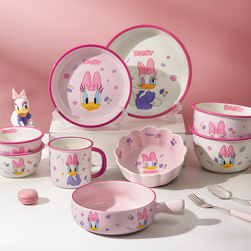迪士尼卡通陶瓷碗盘家用儿童吃饭碗米饭碗可爱宝宝盘子碗小碗餐具
