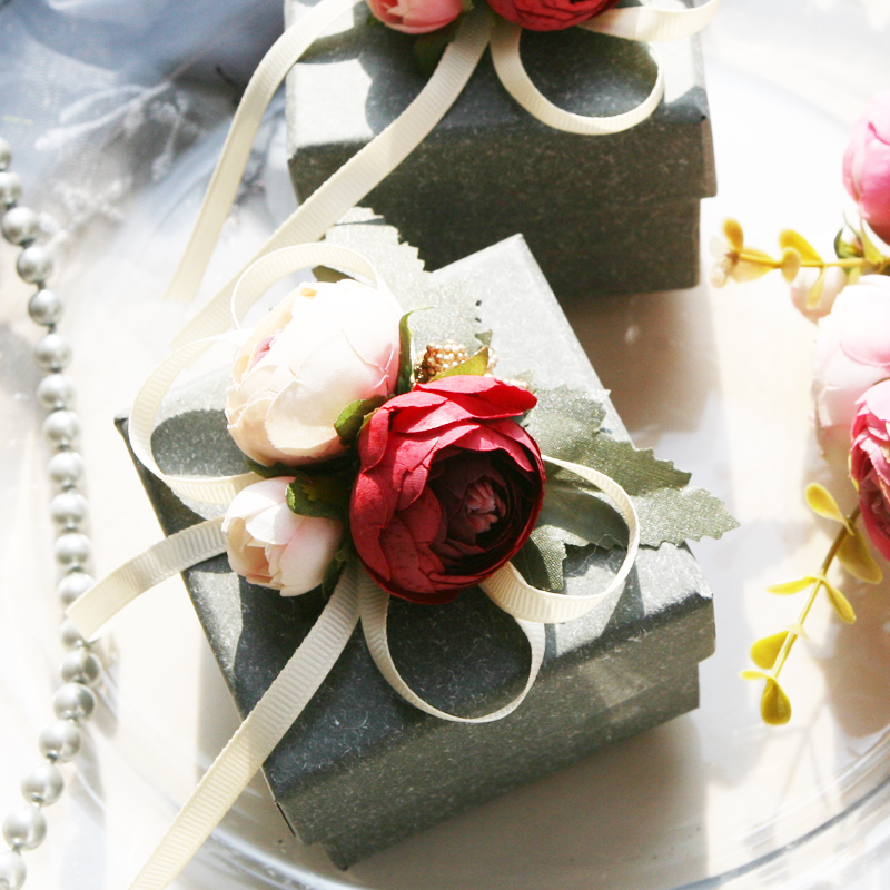 唯爱婚品[两生花]高级灰纯手工制作花式结婚喜糖盒子创意小礼盒