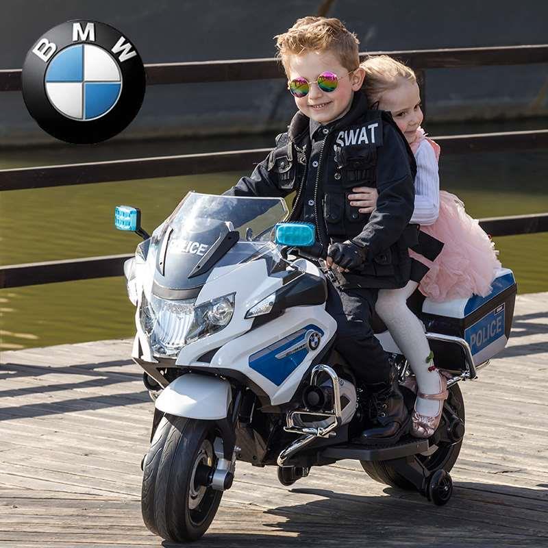 高档圣贝儿宝马儿童摩托车电动3岁以上可坐大人宝宝玩具警车
