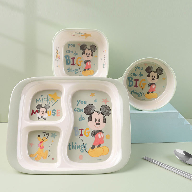 迪斯尼儿童餐具三格餐盘宝宝学吃饭分隔盘子幼儿食品级辅食分格盘