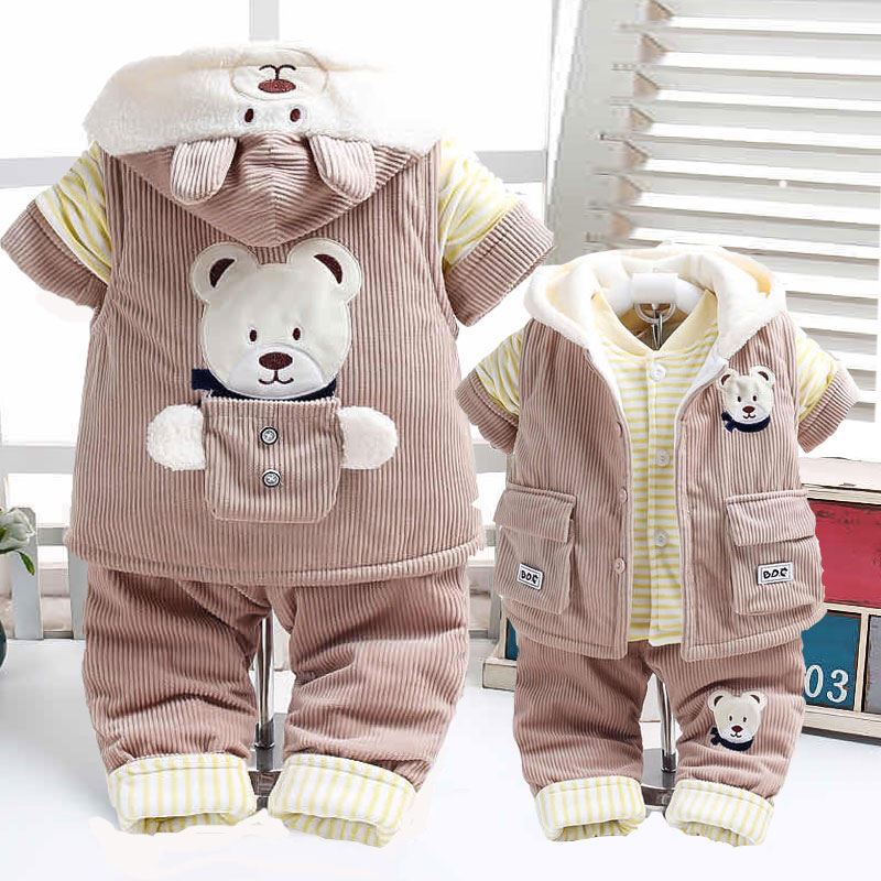 男宝宝秋冬装套装0-1一岁半女婴儿衣服秋季2外出幼儿薄棉三件套