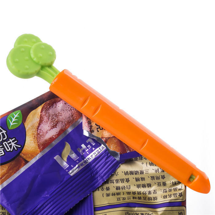 食品袋封口夹塑料卡通零食袋密封夹带磁铁韩式5个装胡萝卜密封夹