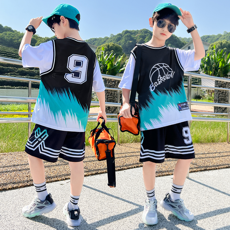 男童篮球服套装夏季薄款2024新款中大童运动夏装儿童装短袖速干衣