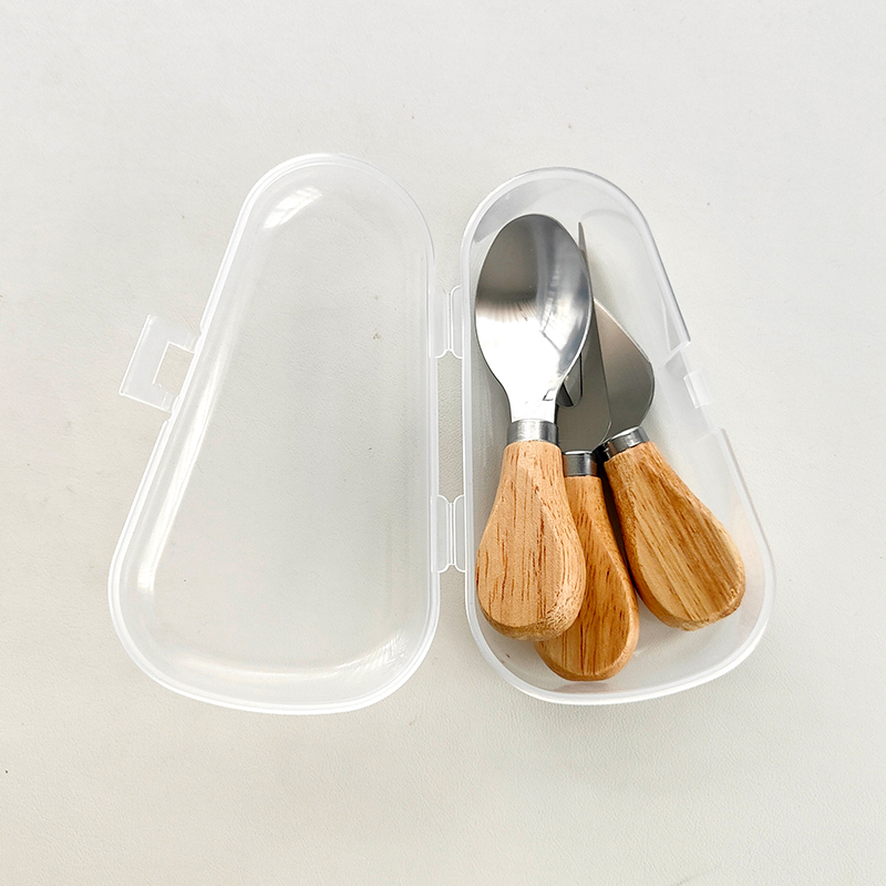 唯物生活日式可爱不锈钢刀叉勺子收纳盒户外便携餐具儿童三件套装