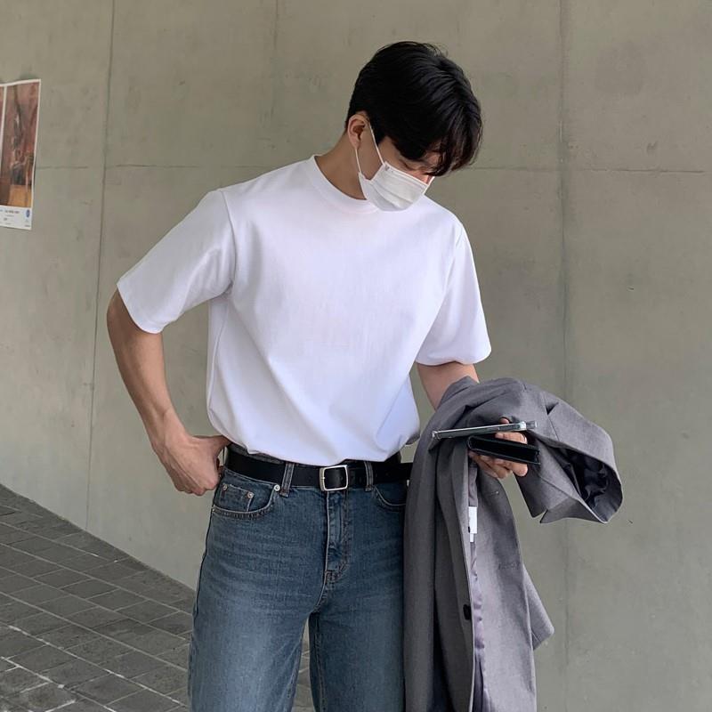 纯白色320g重磅t恤男潮牌2023夏季美式流行纯棉打底衫韩版潮短袖