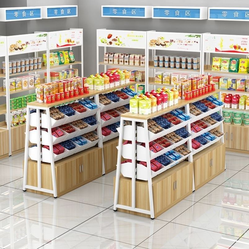 超市零食货架展示架便利店小卖部散称休闲食品双面挂斗中岛货柜