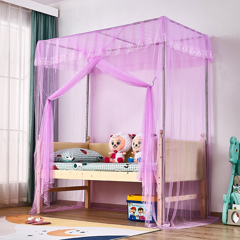 婴儿床蚊帐防蚊定制小孩男孩公主粉色儿童加宽拼接床宝宝床带支架