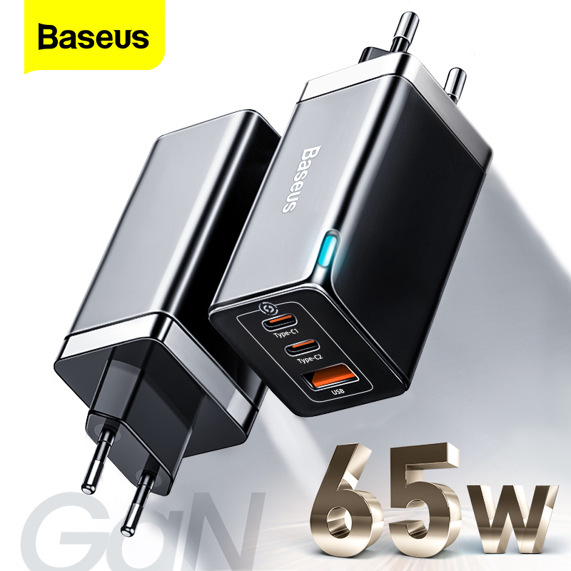 Baseus 65W Chargeur rapide USB-C Type C USB Charger氮化镓充电器快充充电头超级快充适用于iPhone14 Pro