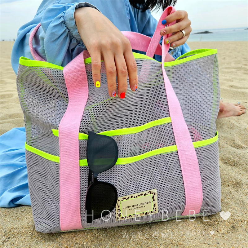 韩国ins沙滩包夏季大容量户外海边手提包宝宝游泳装备便携收纳袋