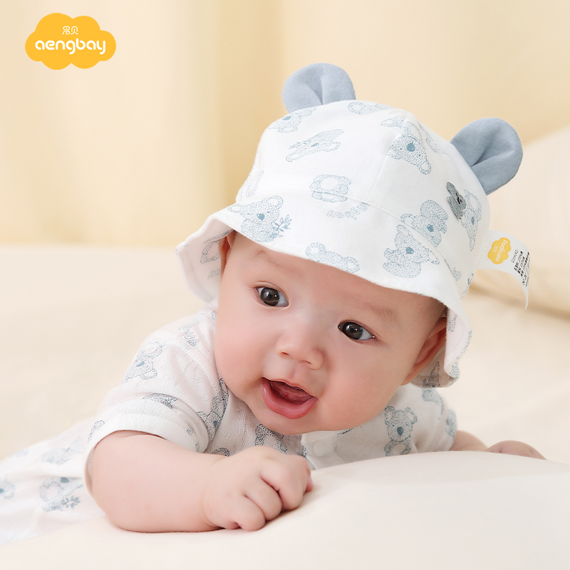 新款推荐婴儿帽子秋季遮阳0-6宝宝防晒纯棉夏天薄款外出新生儿帽