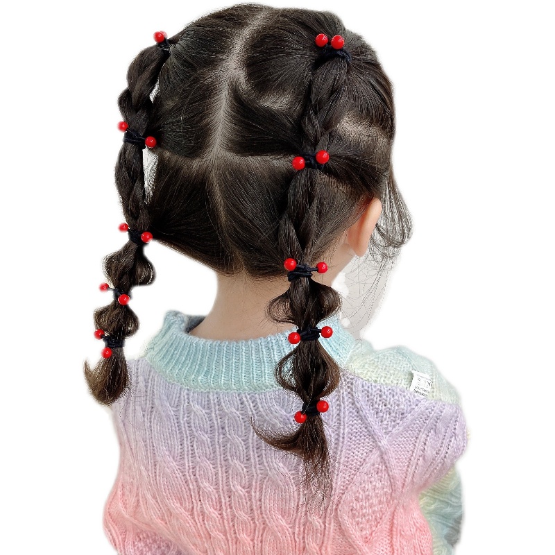 红色宝宝发圈不断耐用儿童皮筋编发扎小辫高弹力不伤发女童头绳