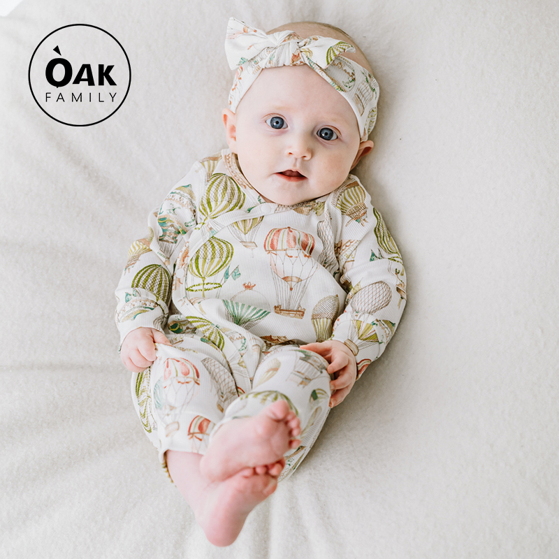 Oak Family婴儿衣服春季宝宝初生满月连体衣新生儿和尚服哈衣爬服