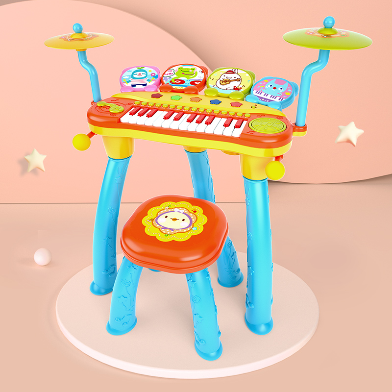 高档宝丽玩具儿童电子琴架子鼓乐器初学者宝宝敲打鼓3-6岁儿童爵
