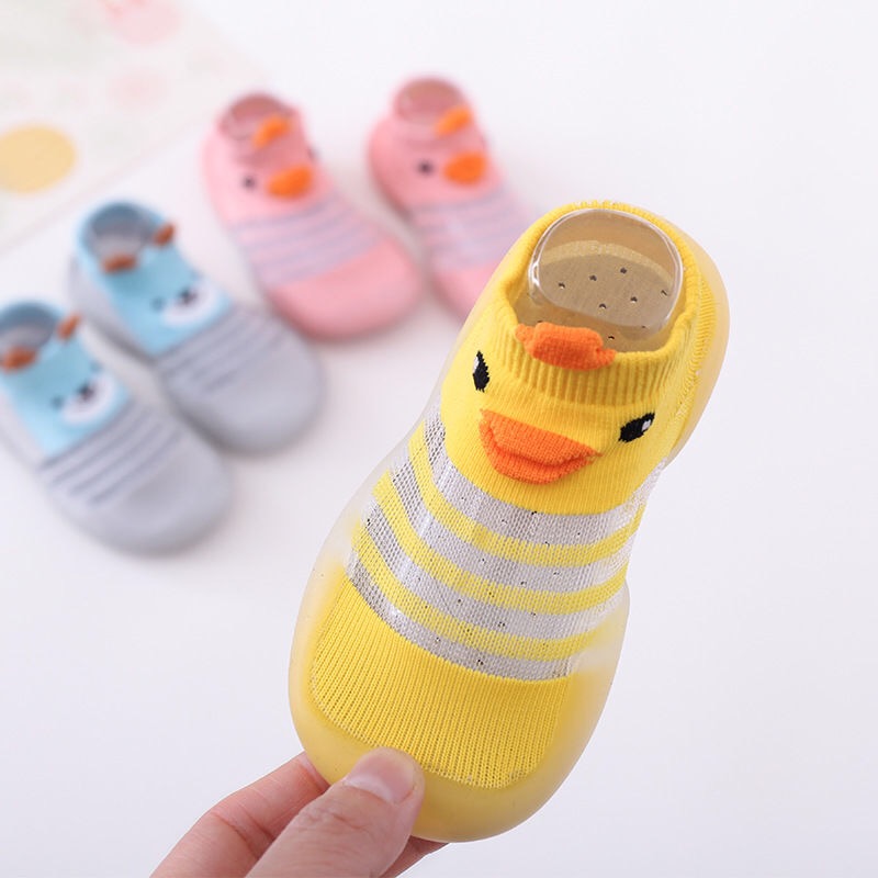 春夏季婴儿地板袜鞋防滑透气软底可爱小鸭子儿童鞋室内冰丝学步袜