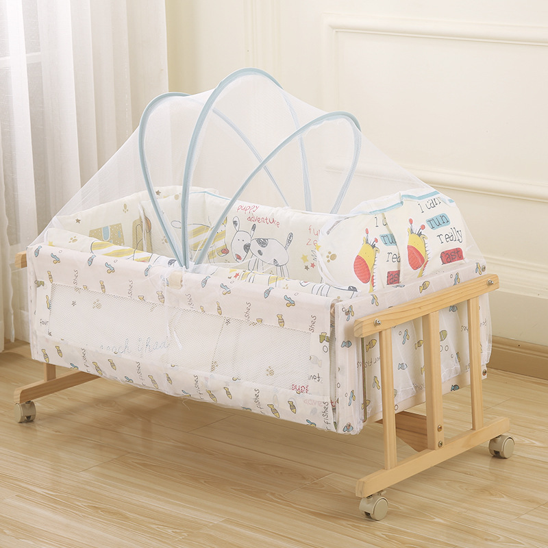 婴儿床罩蚊帐围栏一体0-1.5岁0-1岁小孩新生儿87*50遮光纹账帐篷
