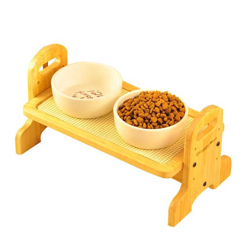 专用多格漫宠物用品 防滑实木原木碗架餐桌台 狗饮水器狗食盆猫碗