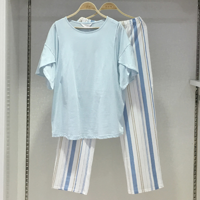 乔妮雅月子服产后夏季孕妇睡衣纯棉短袖哺乳家居服哺乳衣05590