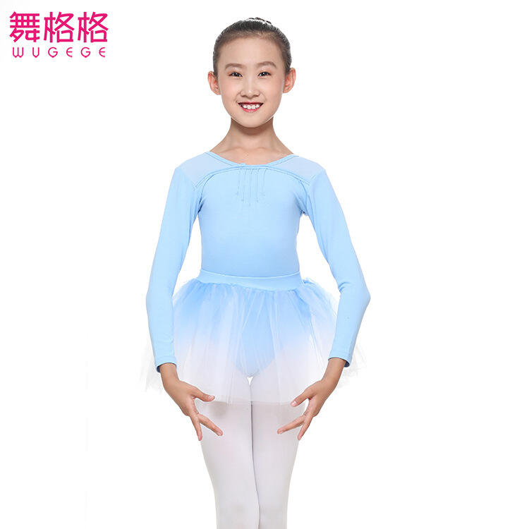 2019年新款儿童舞蹈服装女童长袖连体练功服考级练功服表演服