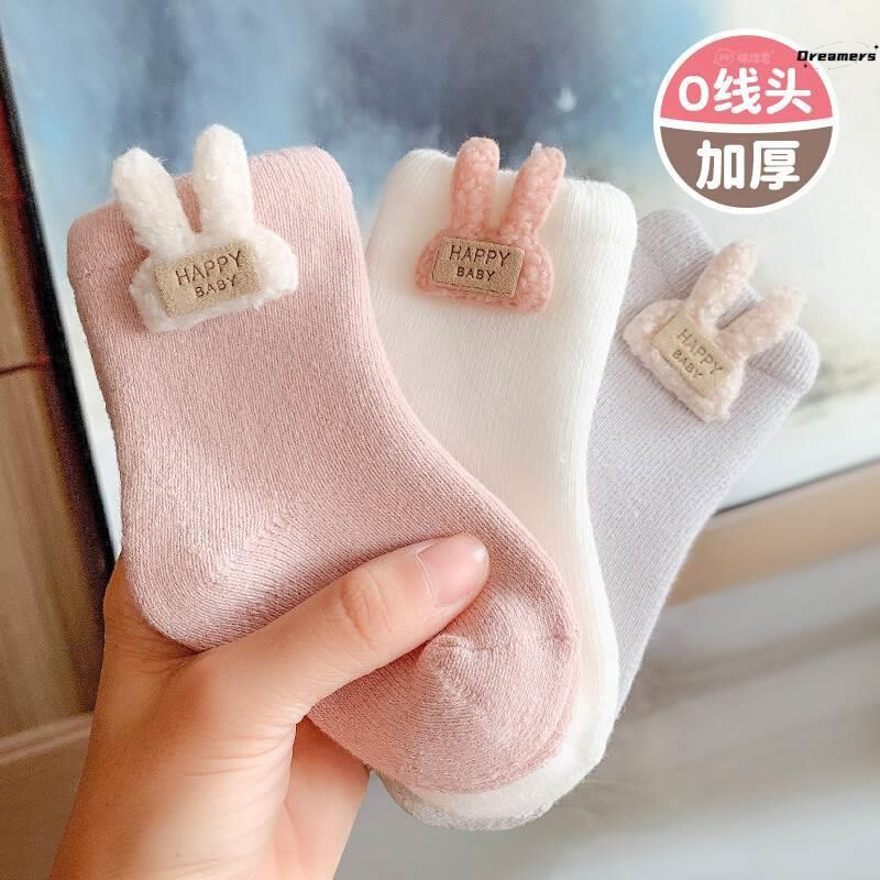 。科美新生婴儿袜1一岁宝宝婴幼儿中筒袜秋天0到3个月春秋冬季