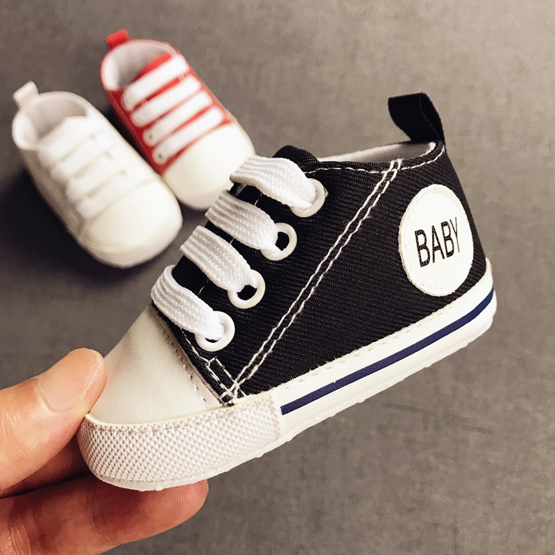 新生婴儿鞋子软底学步0-1岁6个月男女宝宝帆布鞋春秋夏防滑不掉跟