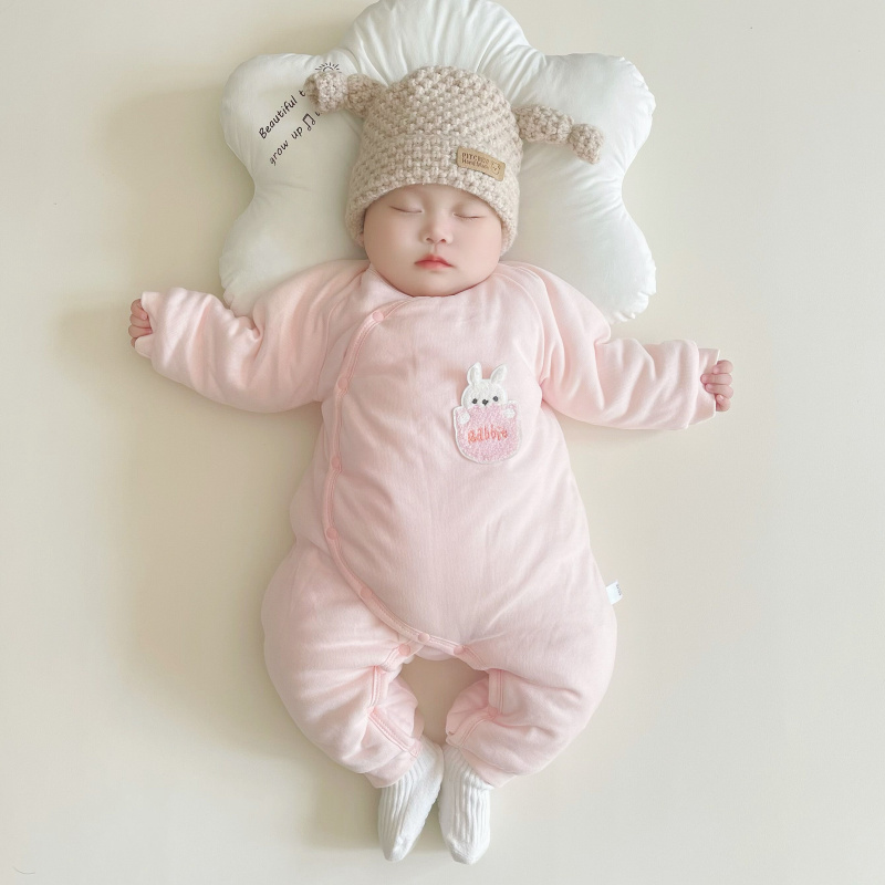 婴儿冬季衣服新生儿护肚加厚连体衣男女宝宝棉衣哈衣纯棉长袖爬服
