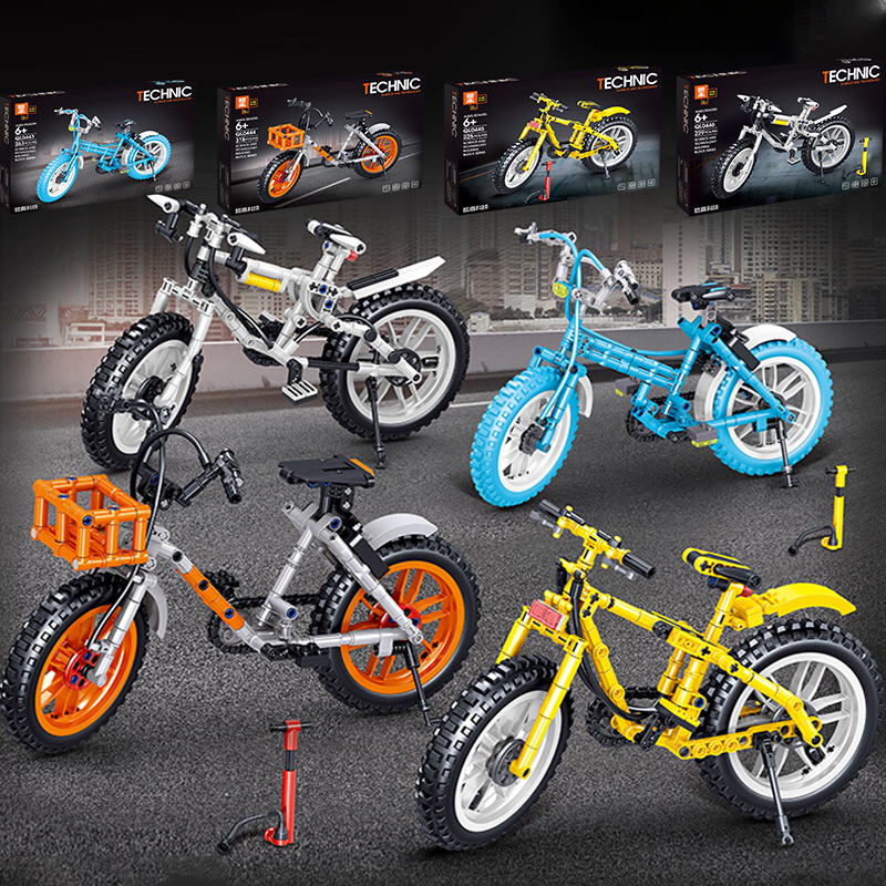 自行车单车模型系列男孩6拼插摆件中国拼装积木益智儿童8玩具礼物