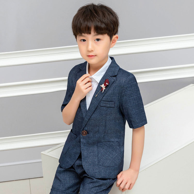 夏款韩版儿童西装套装男童西服中小童礼服短袖小孩六一演出表演服