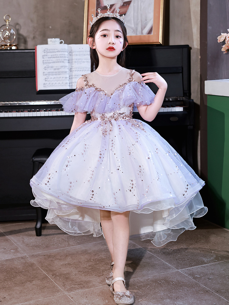 女童公主裙蓬蓬纱主持人轻奢小众走秀儿童生日花童婚礼钢琴演出服