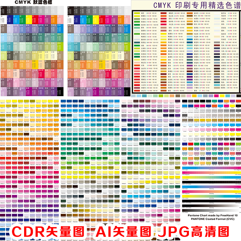 C192印刷对色选色CMYK四色值潘通色卡色标色表CDR矢量图AI格式图