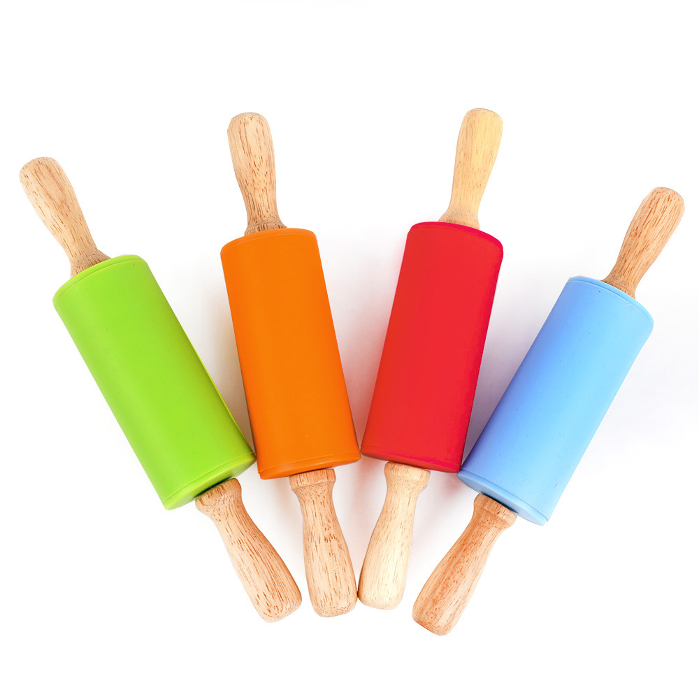硅胶擀面杖棒滚轴不粘面粉棍饺子棍烘焙工具教学幼儿园儿童擀面杖