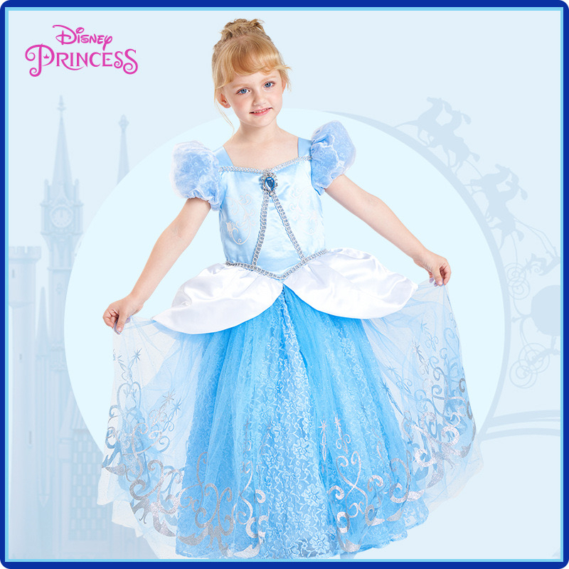 Disney迪士尼儿童女孩公主连衣裙豪华长仙履奇缘礼物表演出服6055