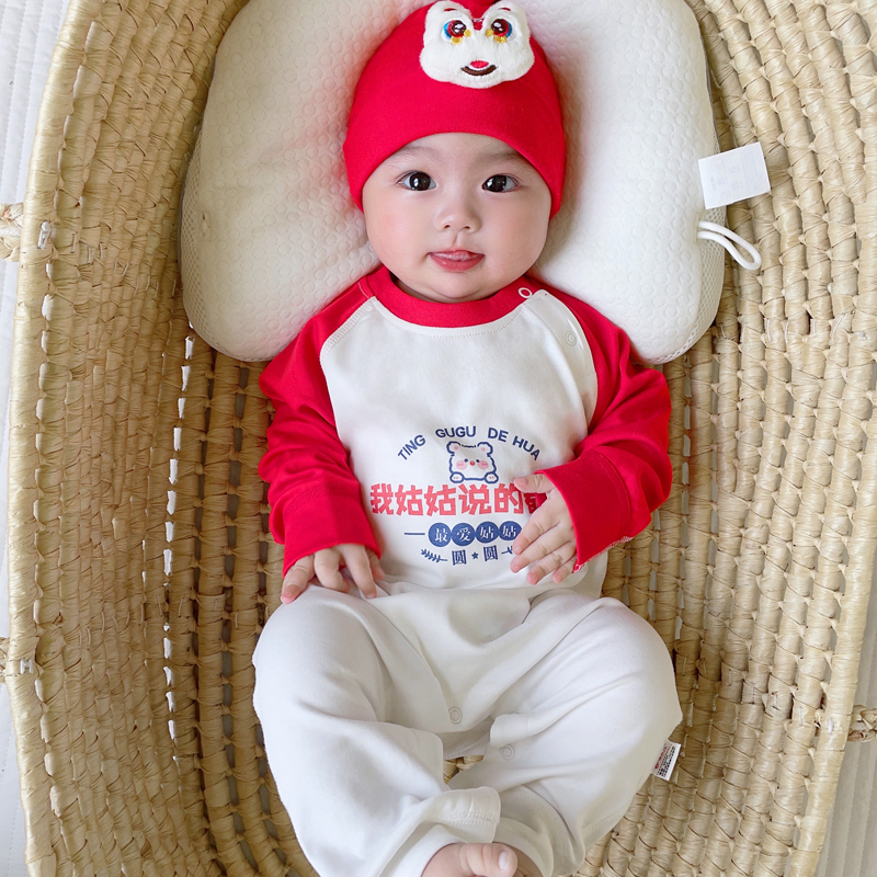 定制纯棉婴儿衣服兔宝宝满月爬服姑姑说的都对连体衣趣味童装夏季