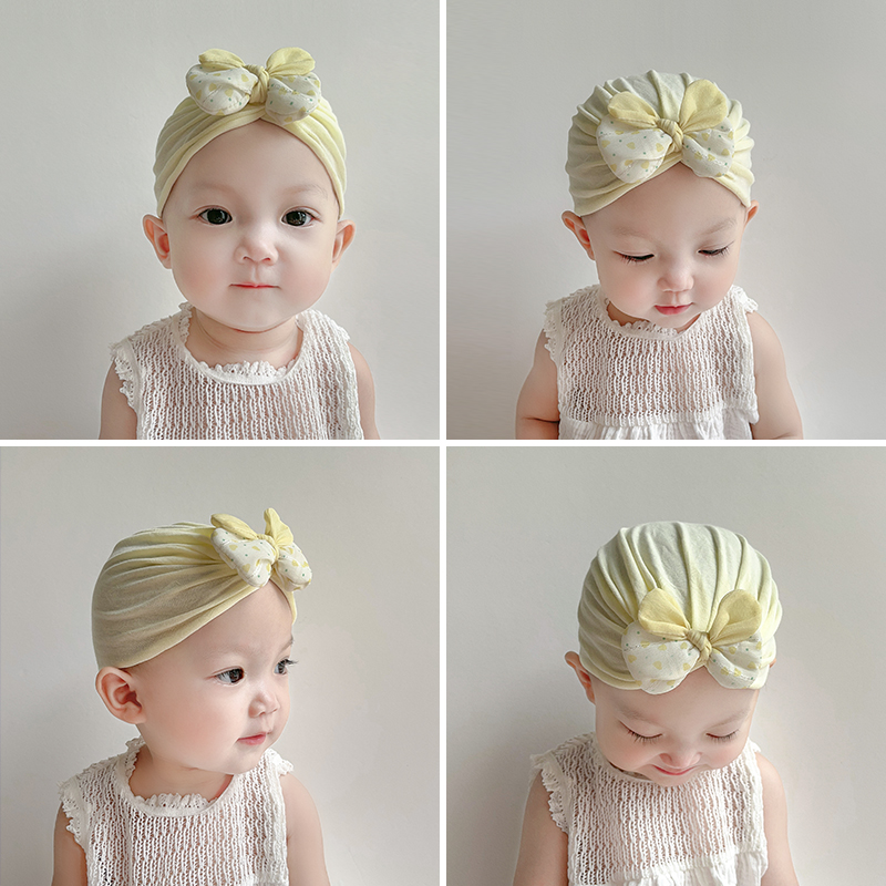 日本婴儿帽子夏季薄款囟门新生儿宝宝护囱门女婴头巾护头新生胎帽