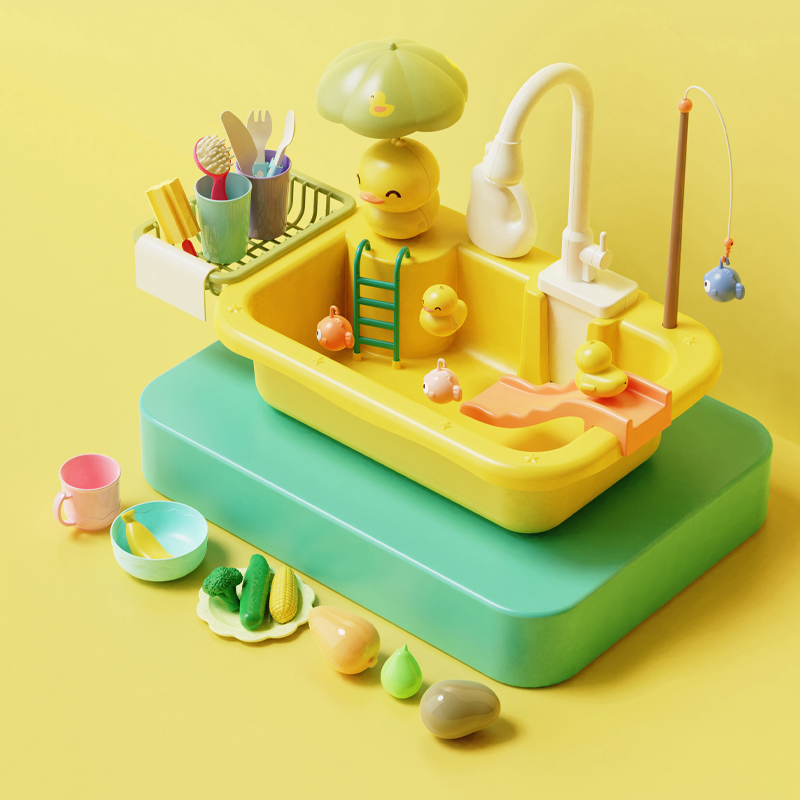 儿童洗碗机台玩具洗菜池手盆电动水龙头循环L厨房宝宝2岁3女孩玩