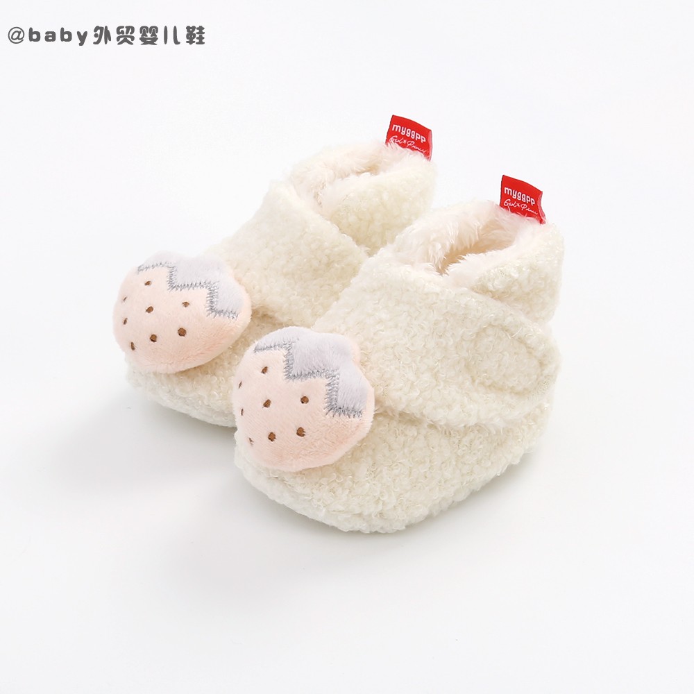 冬季加绒加厚棉鞋0一1岁男女软底宝宝学步鞋6-9-12个月婴儿鞋袜