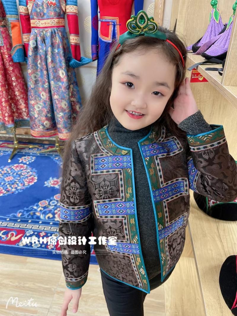 SUUNAI.WRH蒙古风童装儿童亲子装上衣单外套夹克民族服饰短款中性